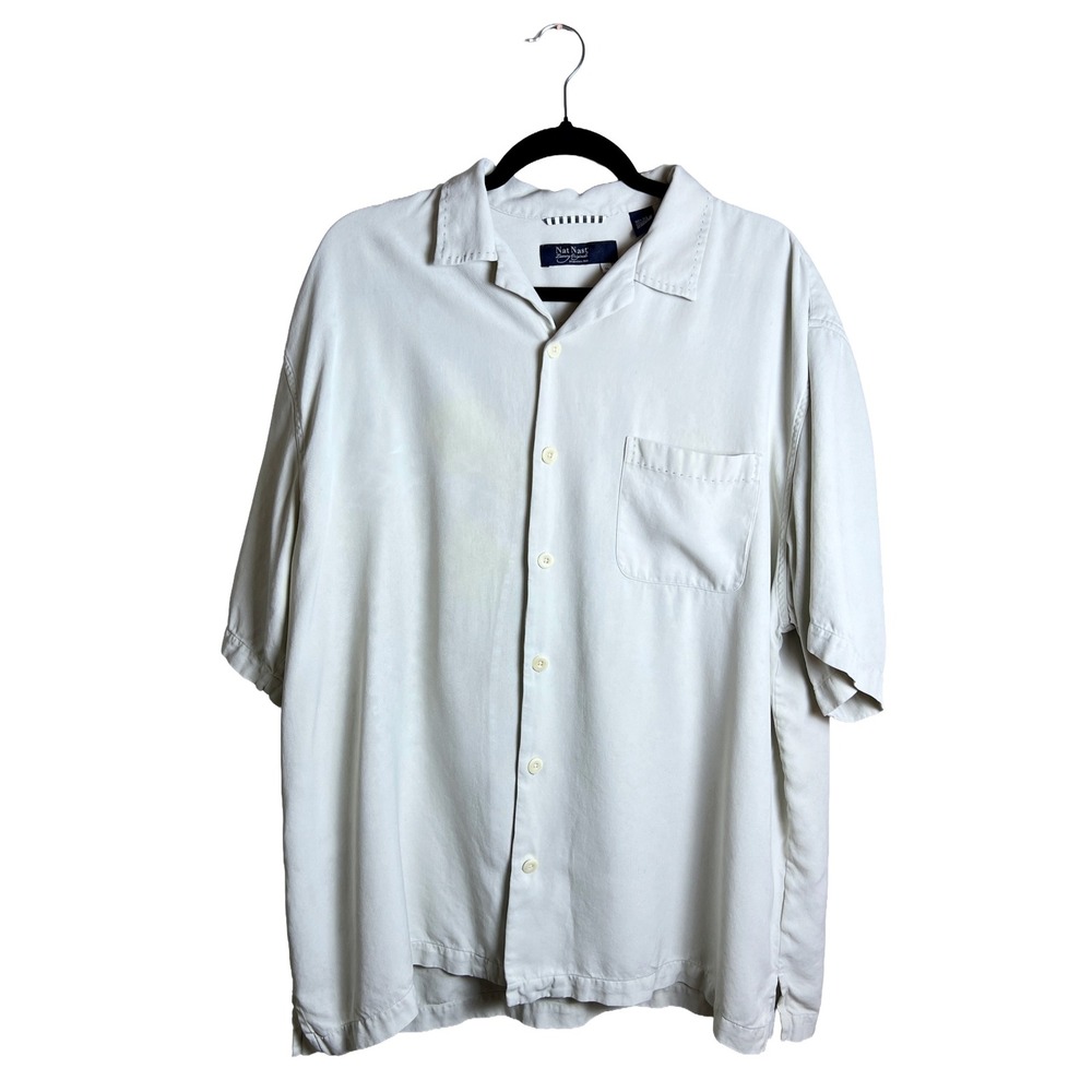 Nat Nast Kentucky Jockey Club Silk Short Sleeve Button Up Shirt Size XL